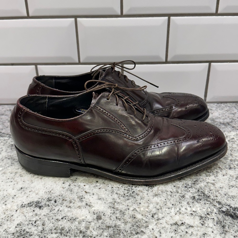 Florsheim Mens 8 D Wingtip Oxford Burgundy Leather Brogue Dress Shoes Classic